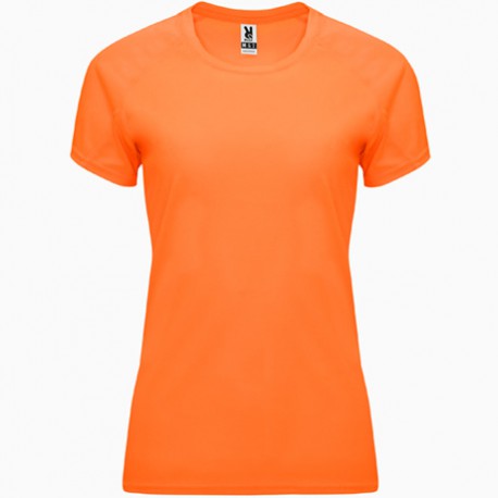 camiseta tecnica mujer naranja fluor